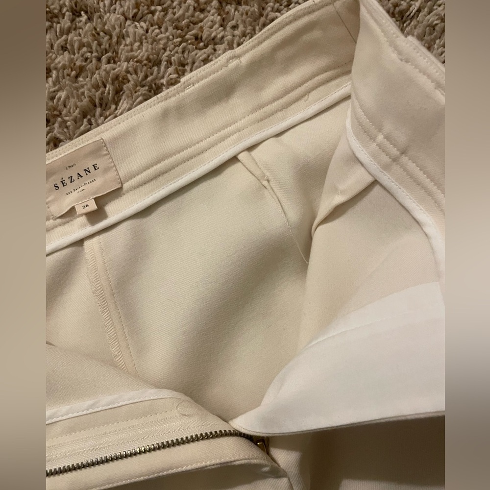 Sezane Soft Cream High-Waist Wide-Leg Trousers - Picture 9 of 14